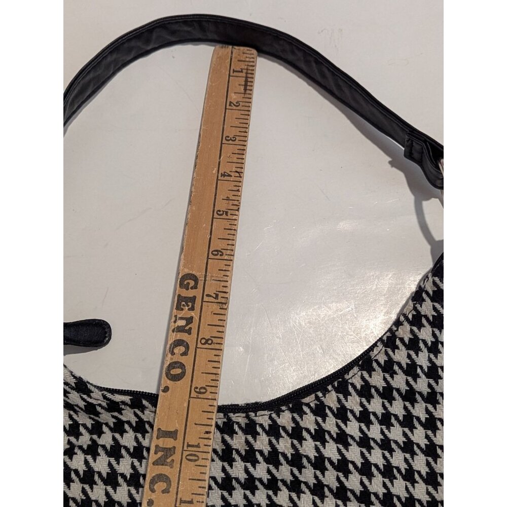 Herringbone Pattern Shoulder Bag Black, White-Lp - image 8